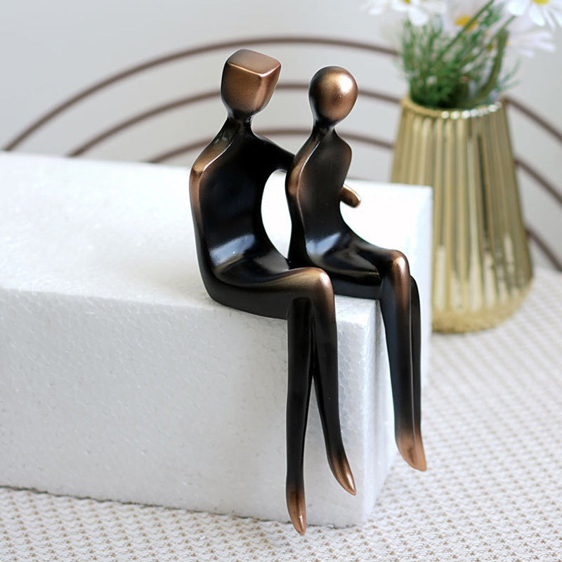 Modern Absztrakt Pár Szobor - Minimalista Gyanta Művészeti Figurák Otthonra