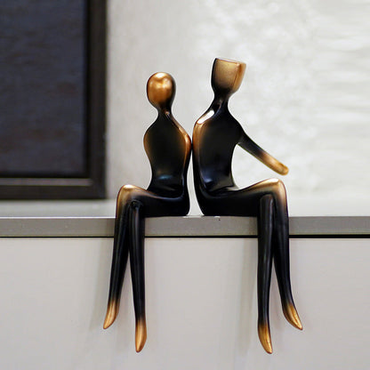 Modern Absztrakt Pár Szobor - Minimalista Gyanta Művészeti Figurák Otthonra