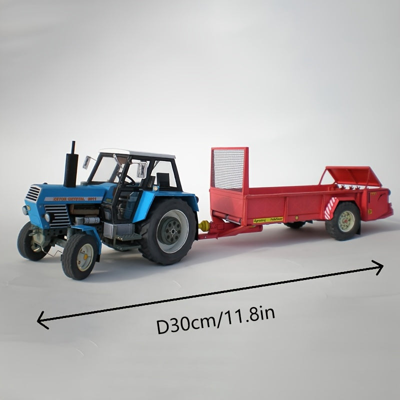 Traktor modell utánfutóval