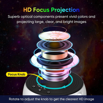 Galaxy projektor éjszakai fény - 13 cserélhető filmes koronggal