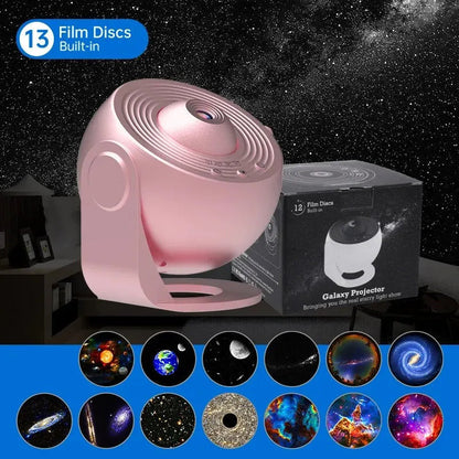 Galaxy projektor éjszakai fény - 13 cserélhető filmes koronggal