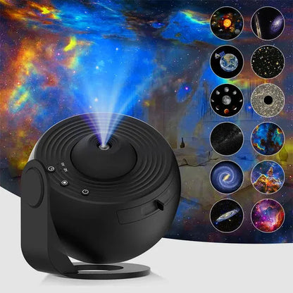 Galaxy projektor éjszakai fény - 13 cserélhető filmes koronggal