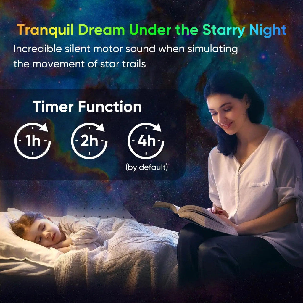 Galaxy projektor éjszakai fény - 13 cserélhető filmes koronggal