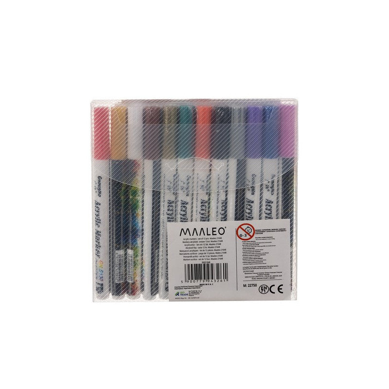 Akril festékező tollak - 12 darabos készlet Maaleo 21648