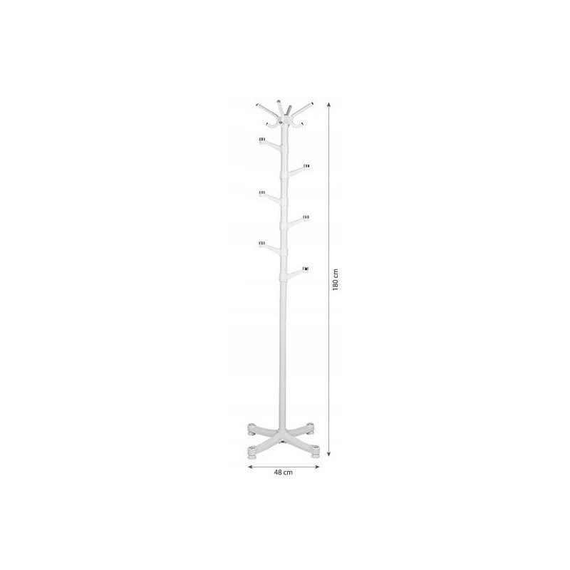 Álló ruhafogas, fehér színben, modern design, könnyen összeszerelhető, praktikus tárolás