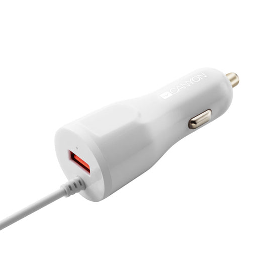 Autós töltő USB bemenettel és beépített Lightning kábellel