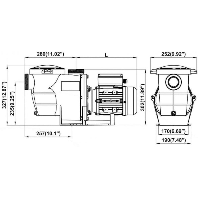 Egyszerű előszűrős medence pumpa 17m3/h - medence szűrőrendszerhez, tisztítóhoz