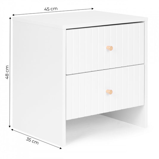 Éjjeliszekrény 2 fiókkal ModernHome - fehér, fa, modern, hálószoba, bútor, praktikus