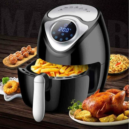 Elite® 3,6 L-es Air Fryer + receptkönyv, 1600W olaj nélküli forró levegős fritőz digitális kijelzővel - fekete