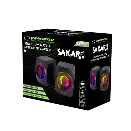 Esperanza Rainbow Sakara USB hangszórók 2.0 LED világítással - EGS104