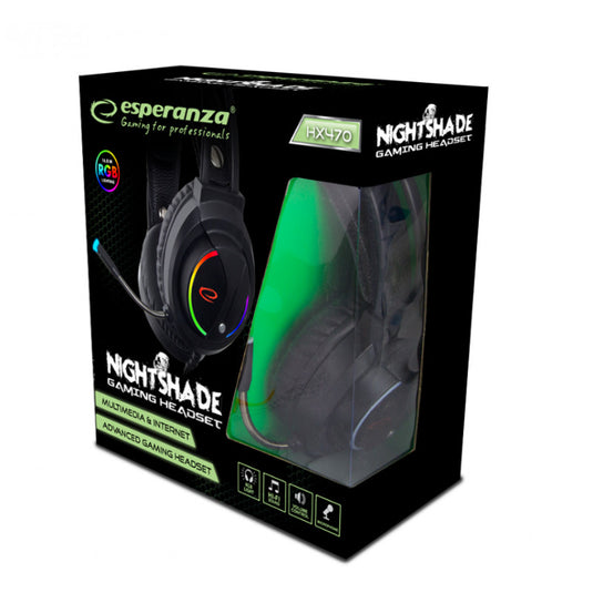 Esperanza sztereó Gaming fejhallgató mikrofonnal RGB Nightshade