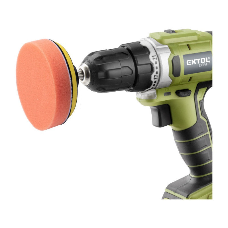 EXTOL CRAFT dörzsölő/csiszoló/polírozó klt. 10 db; 1/4"×25 mm csap, fúrógépbe fogható, tépőzáras