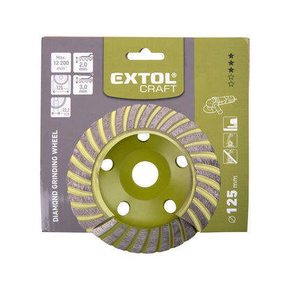 EXTOL CRAFT gyémántcsiszoló korong; 125mm×22,2mm, Turbo/lamellás jellegű