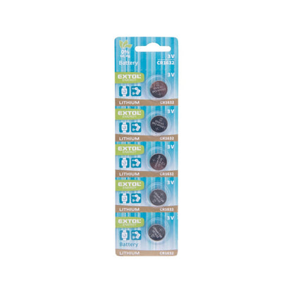 EXTOL ENERGY gombelem klt. 5 db, Lítium, 3V, méret: (CR1632); hosszú étettartam, bliszteren