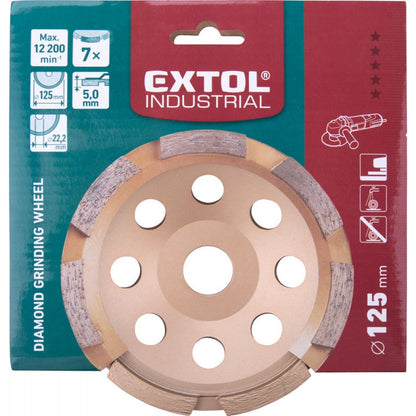 EXTOL INDUSTRIAL gyémántcsiszoló korong; 125mm×22,2mm, egysoros