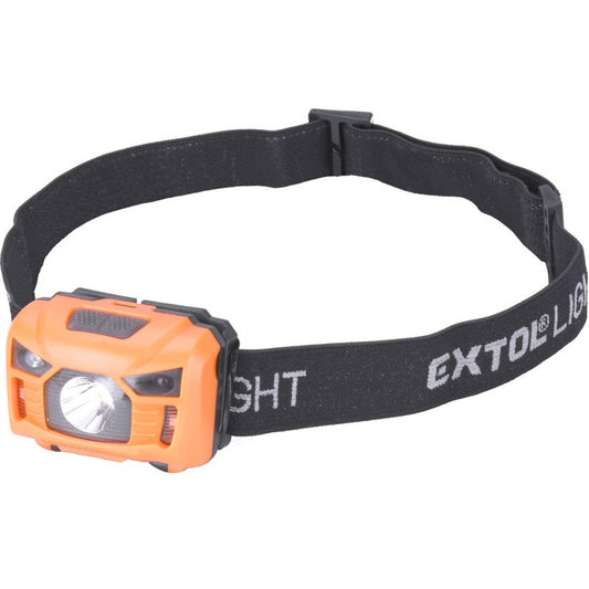 EXTOL LIGHT LED fejlámpa, 3 W, CREE XPL, 100 Lumen; IR szenzor, tölthető akkuval, 3 funkció, fehér+piros fény