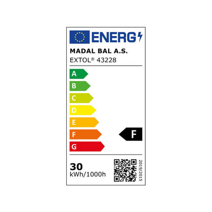 EXTOL LIGHT LED lámpa, falra szerelhető reflektor, 30W; 3200 Lm, IP65, 230V/50Hz, 1 kg