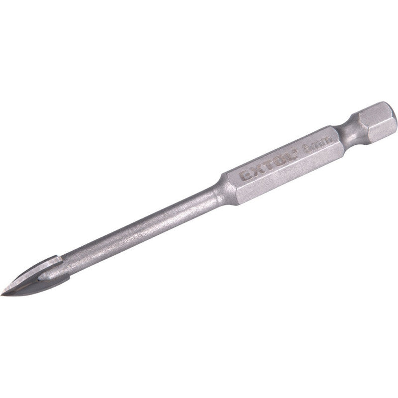EXTOL PREMIUM fúró üvegre, kerámiára és csempére, keményfém lapkás; 6×80mm, 1/4" hatszög befogás