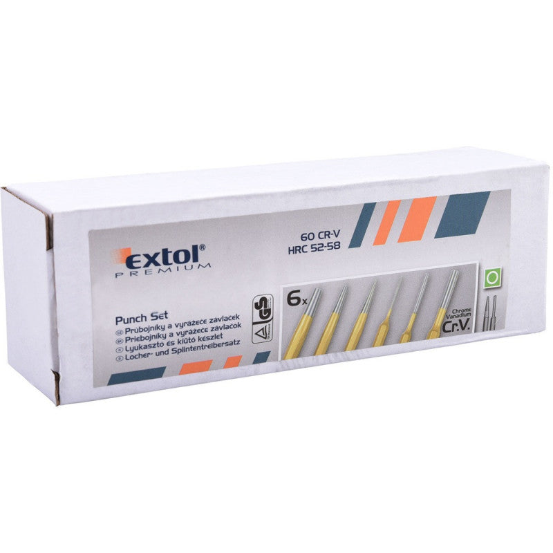 EXTOL PREMIUM kiütő klt. 6db CV. HRC 52-58; 3-8mm, 150mm