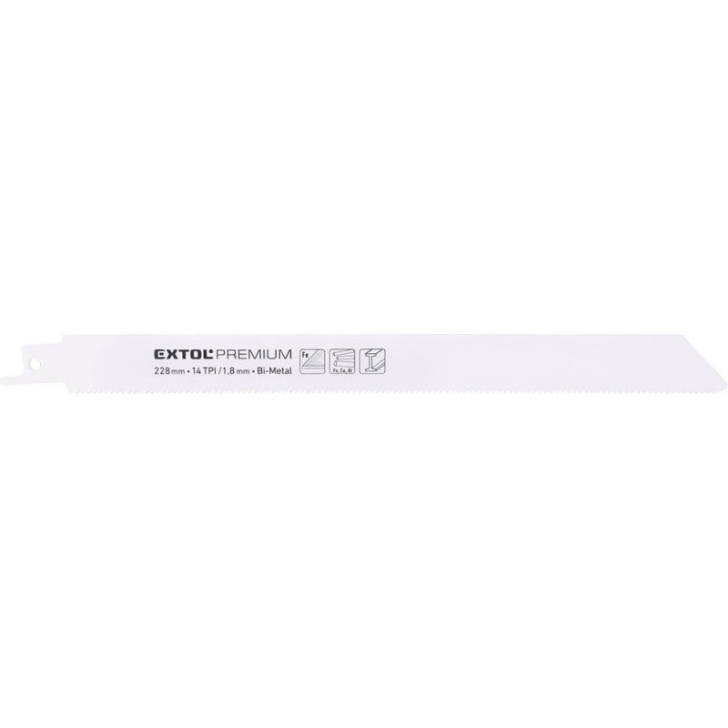 EXTOL PREMIUM szablyafűrészlap klt., 3db, Bosch befogás, 225 mm, 14T, Bimetal, fém anyagokhoz, tiszta vágás