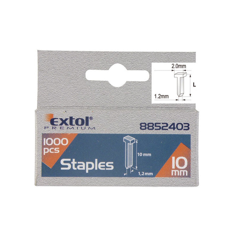 EXTOL PREMIUM szeg fejjel profi tűzőgéphez 1000db ; 10mm (2,0×1,2×0,52mm)