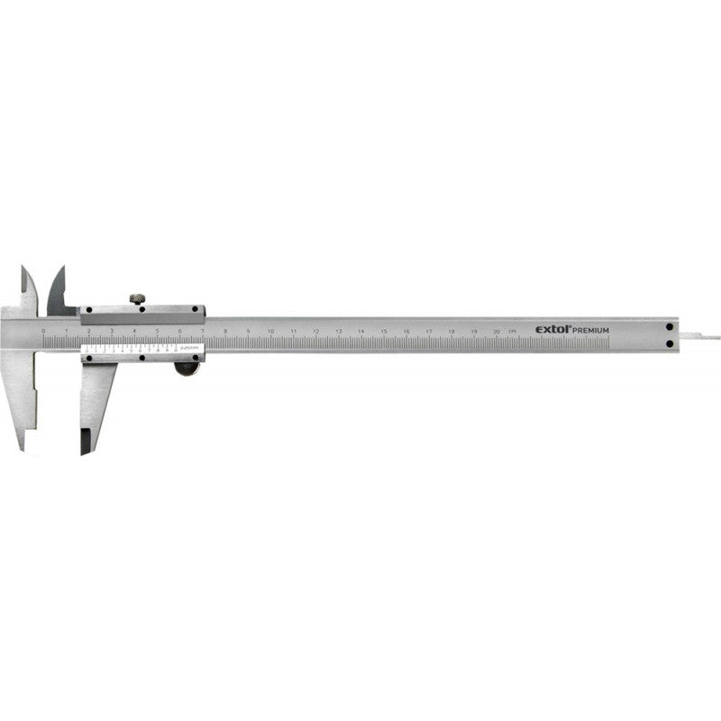 EXTOL PREMIUM tolómérő INOX (mélységmérővel) ; 0,05×200mm