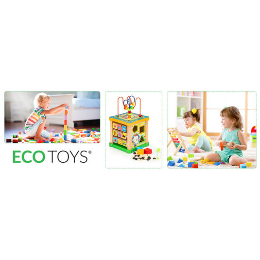 Fa kocka formabedobó tábla Ecotoys - oktató játék