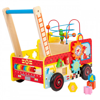 Fa oktató tolókocsi tűzoltószertár + ECOTOYS építőkockák