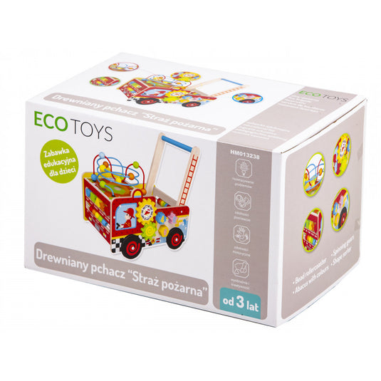 Fa oktató tolókocsi tűzoltószertár + ECOTOYS építőkockák