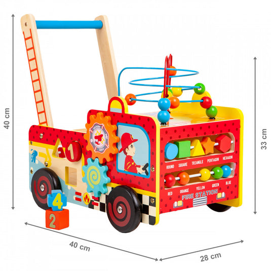 Fa oktató tolókocsi tűzoltószertár + ECOTOYS építőkockák