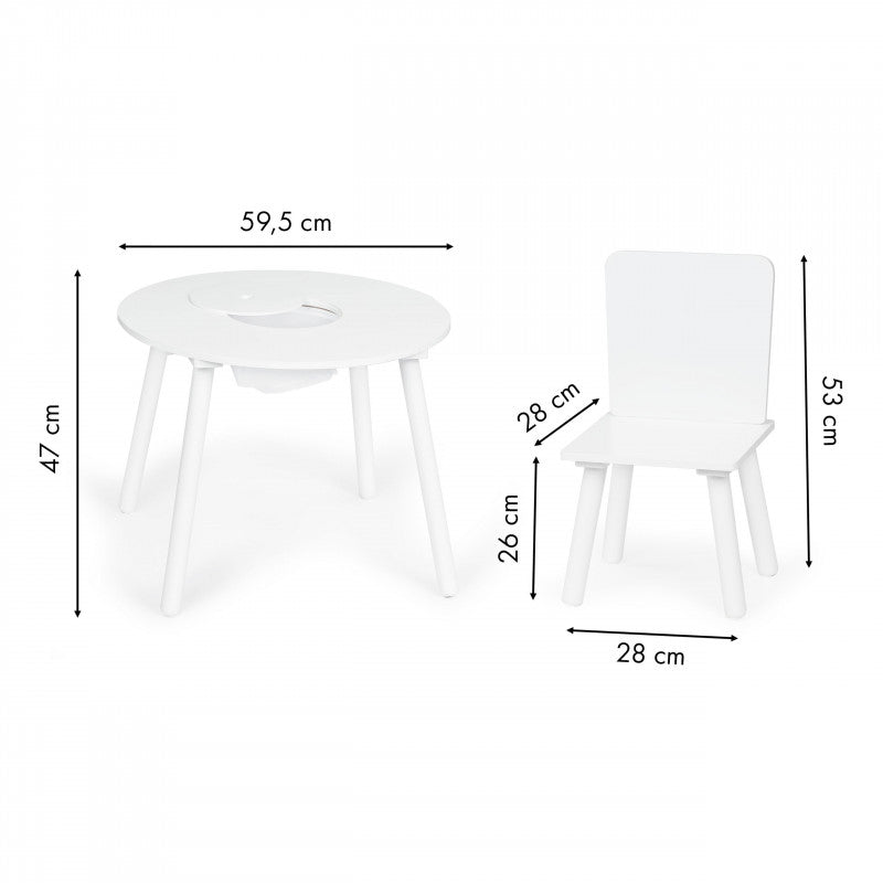 Fehér gyermekasztal két székkel gyermekbútor Ecotoys készlet