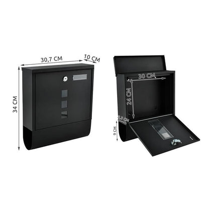 Fekete levéldoboz - postafiók, levélgyűjtő, kültéri, falra szerelhető, postai küldemények, levelek, postaláda, levelezés