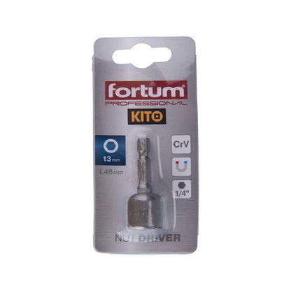 FORTUM behajtó hatlapfejű csavarhoz ; 13×48mm, 1/4" hatszög befogás, CV, mágneses