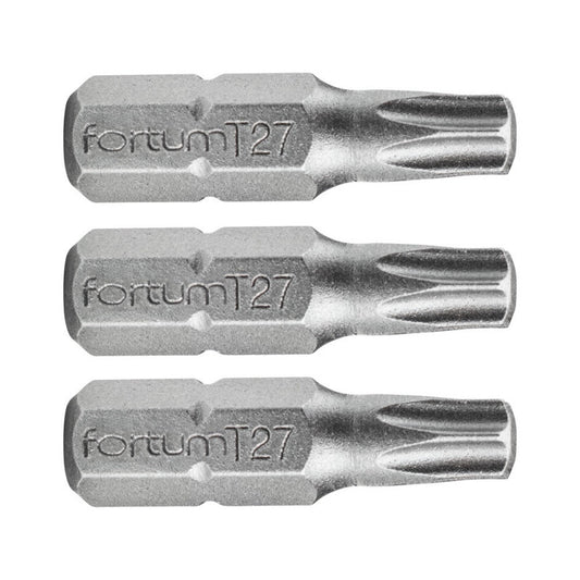 FORTUM behajtóhegy TORX, 3 db, S2 acél; T 27×25mm, bliszteren