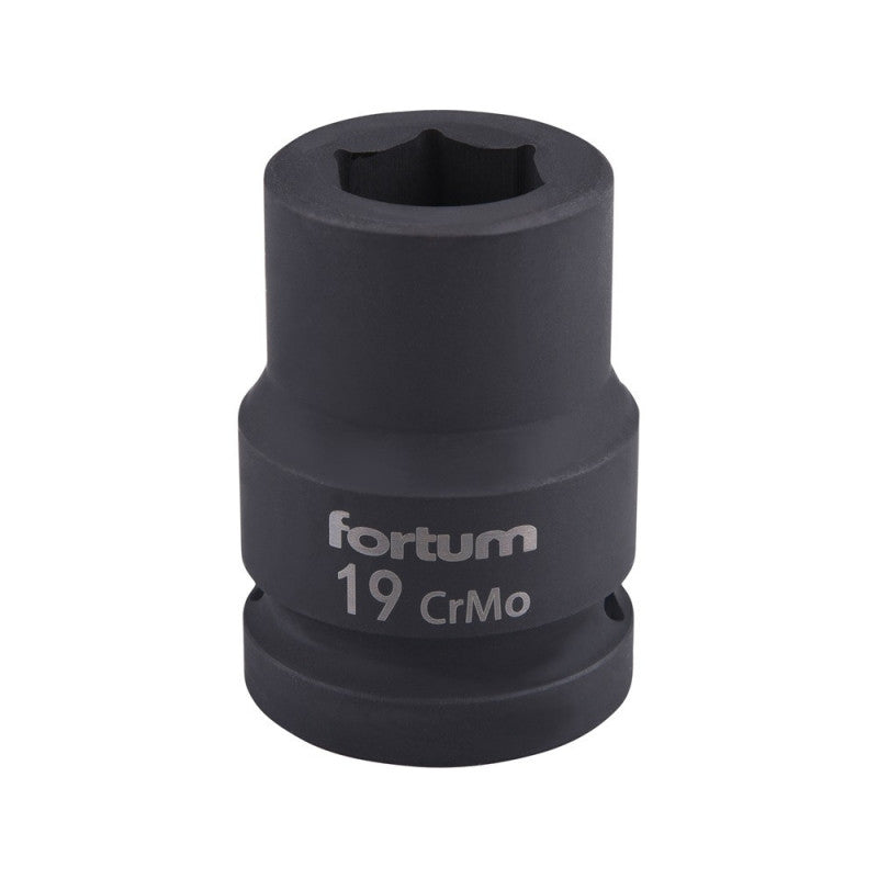 FORTUM gépi (impakt) dugófej 3/4", 19mm, L 52 mm, feketített, FORTUM