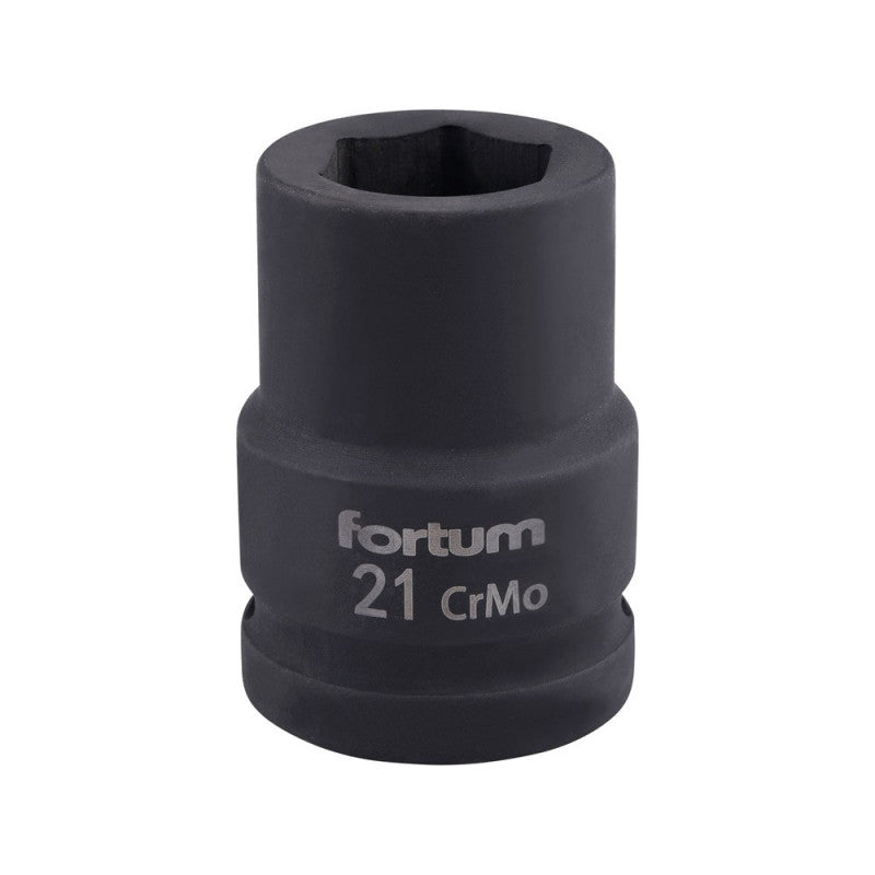 FORTUM gépi (impakt) dugófej 3/4", 21mm, L 52 mm, feketített, FORTUM