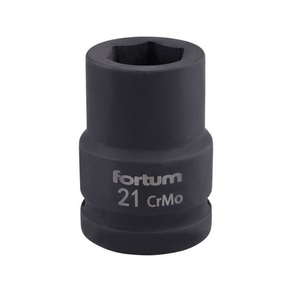 FORTUM gépi (impakt) dugófej 3/4", 21mm, L 52 mm, feketített, FORTUM