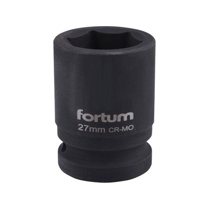 FORTUM gépi (impakt) dugófej 3/4", 27mm, L 52 mm, feketített, FORTUM