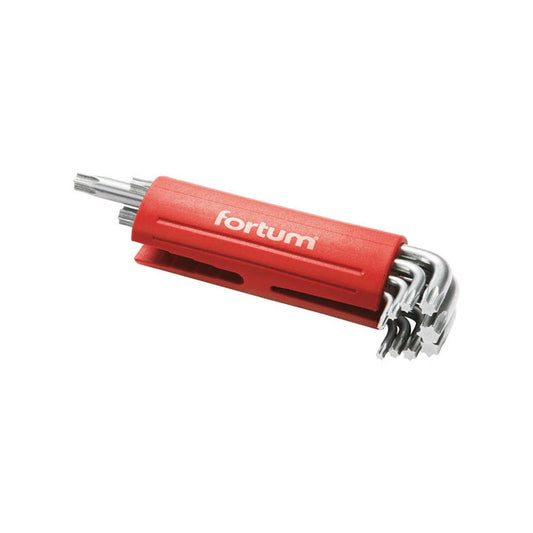 FORTUM torx kulcs klt. 9db, hosszú, T10-50, S2, 10db/cse; T10-T15-T20-T25-T27-T30-T40-T45-T50, műanyag markolat FORTUM