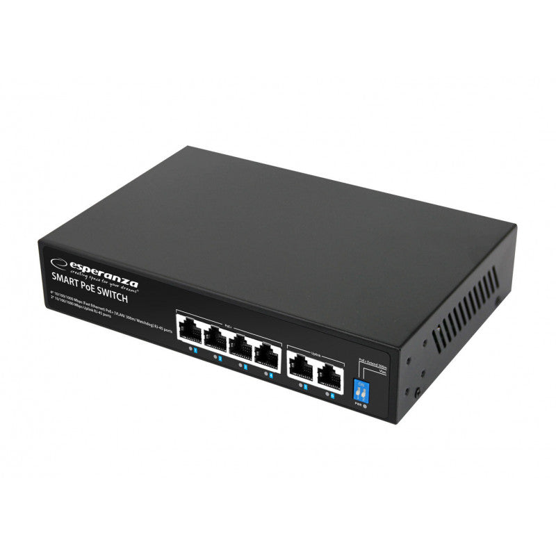 GOLIATH 10/100/1000 Ethernet Switch with 4 PoE + 2 Uplink Ports by Esperanza - ENS107