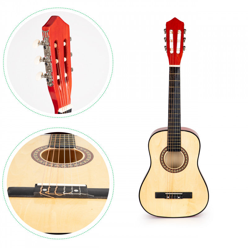 Gyermek nagy fa gitár 6 húros ECOTOYS - játékos hangszer, gyermek gitár, fa hangszer