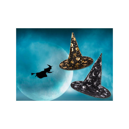 Boszorkánykalap Halloween ünnepre - fekete, csúcsos, varázslatos, kiegészítő, női, gyerek, cosplay, jelmez