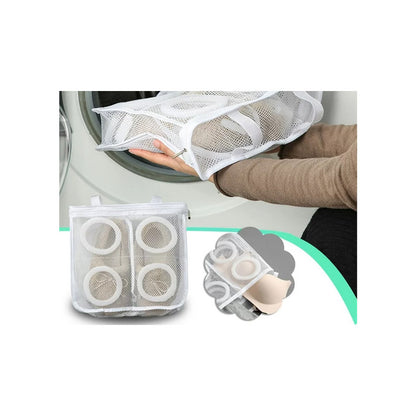 Hálós zsebes cipőmosó táska cipzárral alsónemű tágas