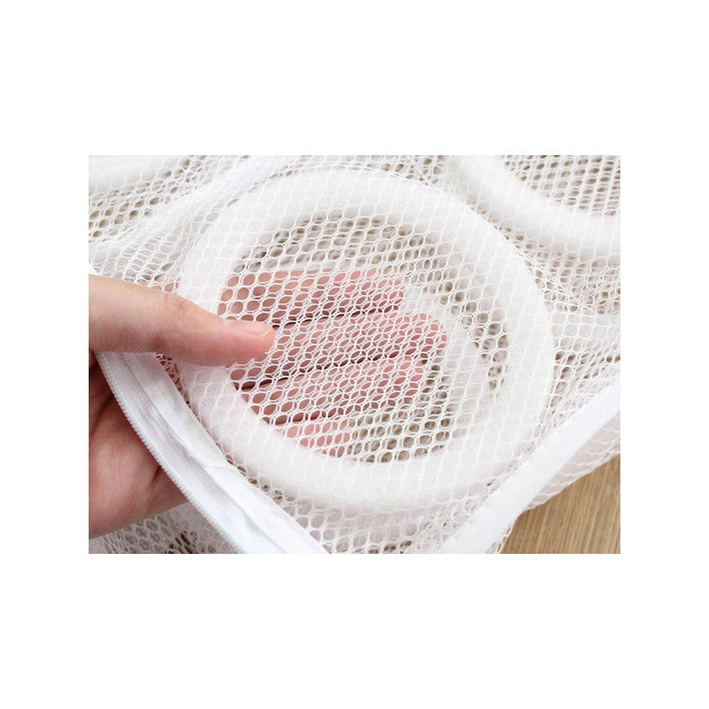 Hálós zsebes cipőmosó táska cipzárral alsónemű tágas