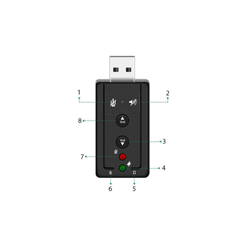 Hangkártya USB 7.1 mikrofon fejhallgató csatlakozóval