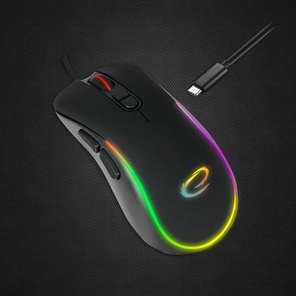 Hesperis Gamer Egér LED RGB Világítással és 7 Gombbal, Optikai USB-C Csatlakozással - EGM303