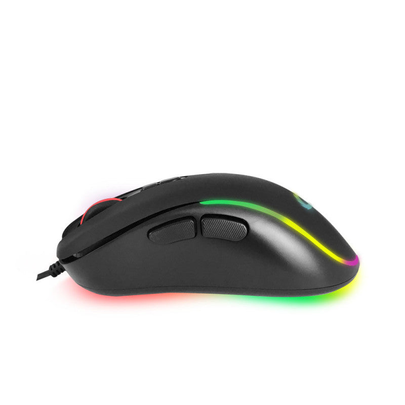 Hesperis Gamer Egér LED RGB Világítással és 7 Gombbal, Optikai USB-C Csatlakozással - EGM303