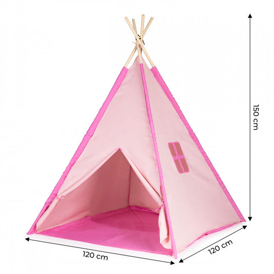 Indián tipi sátor, rózsaszín wigwam gyerekeknek, játéksátor - outdoor, beltéri, gyermek játék, táborozás