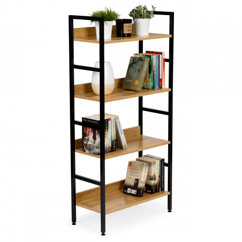 Indusztriális fa könyvespolc loft könyvespolc - olcsó ár, modern design, masszív fa, nagy tárolókapacitás