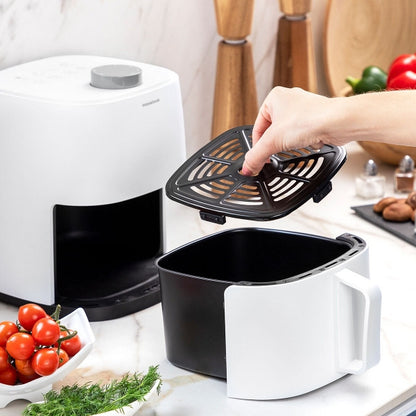 Innovagoods Fryinn Lite 2000 fehér színű air fryer, forró levegős olaj nélküli sütő 2 L